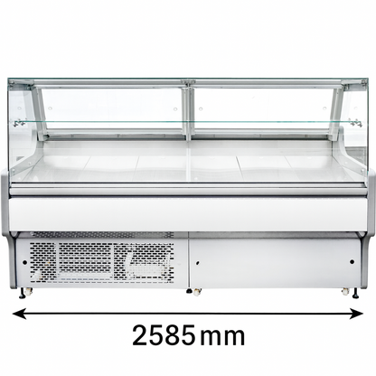 Serve over Deli counter White front Straight glass front Width 2580mm | BLUEL134