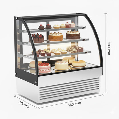 Display Merchandiser Fridge Curved Front 500 litres 3 shelves Black &amp; Stainless steel | HL1500S3