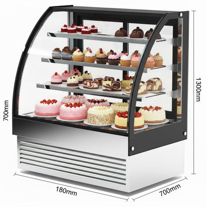 Display Merchandiser Fridge Curved Front 600 litres with 3 shelves Black &amp; Stainless steel | HL1800S3
