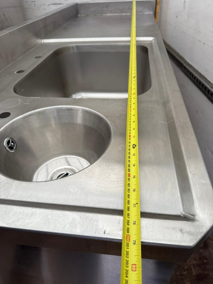 Commercial Double Bowl Sink Stainless Steel 200x70x90cm - B Grade