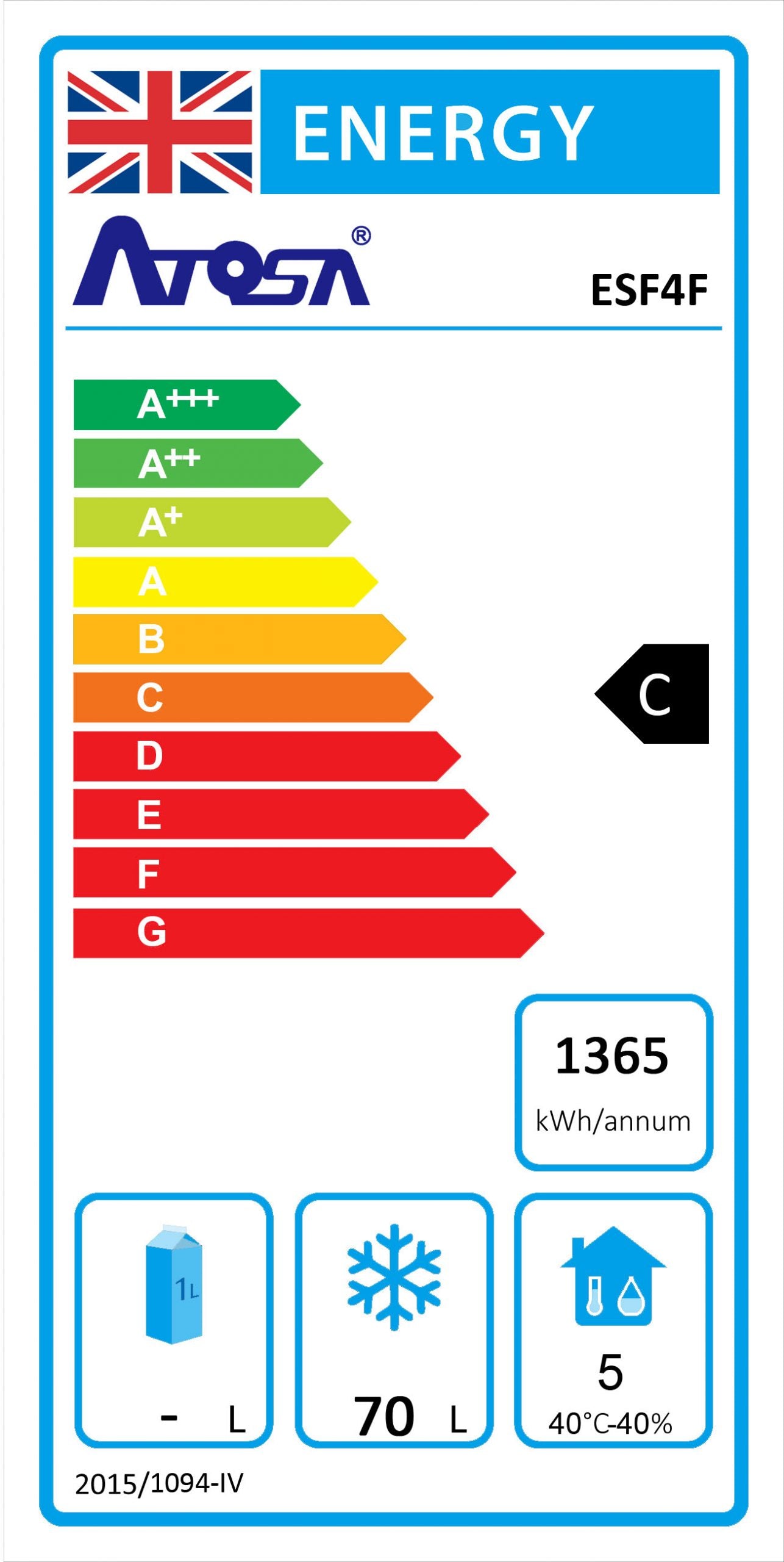 Atosa ESF4F Single Door Space Saving Counter Freezer