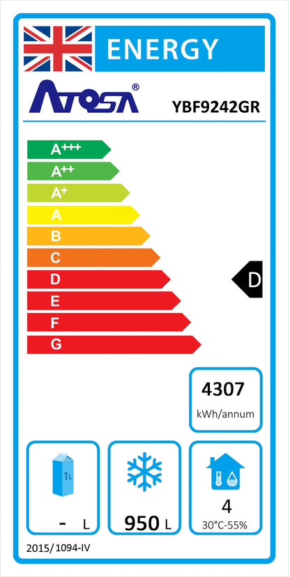 Atosa YBF9242GR Triple Door Freezer 1390 Litres