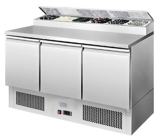 Ice-A-Cool ICE3869GR 3 Door Refrigerated Saladette Prep Counter 380 Litres
