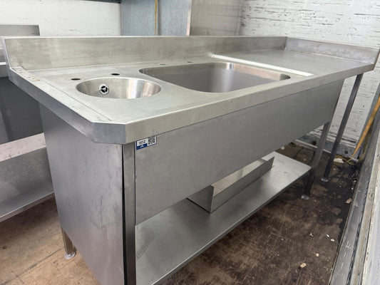 Commercial Double Bowl Sink Stainless Steel 200x70x90cm - B Grade