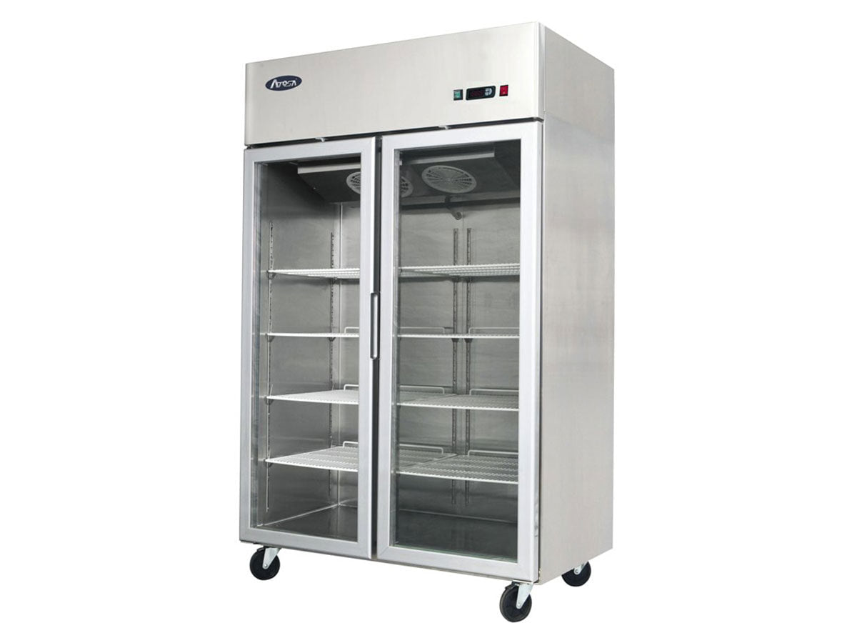 Atosa YCF9402GR Slimline Double Glass Door Upright Fridge 900ltrs