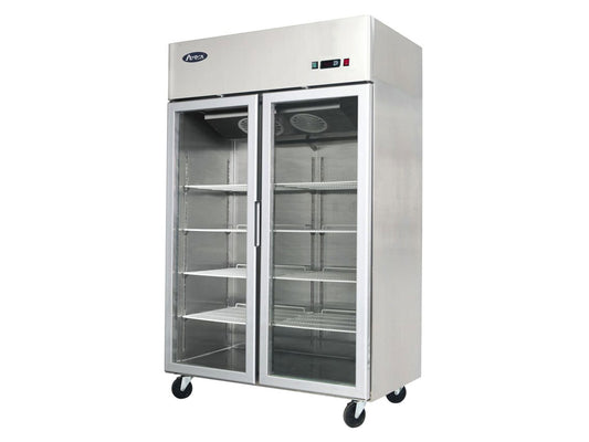 Atosa YCF9402GR Slimline Double Glass Door Upright Fridge 900ltrs