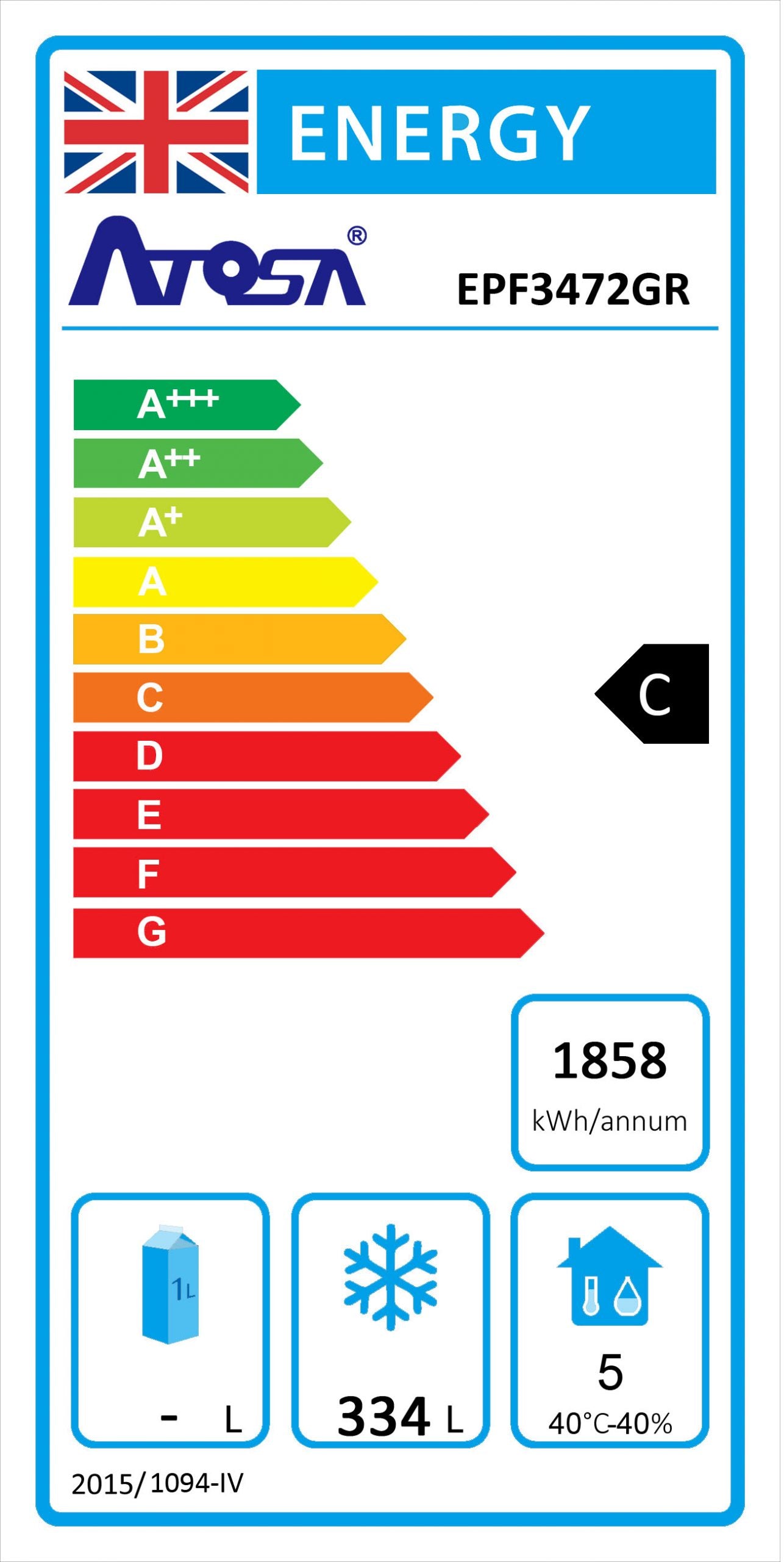 Atosa EPF3472HD Three Door Counter Freezer 420ltrs
