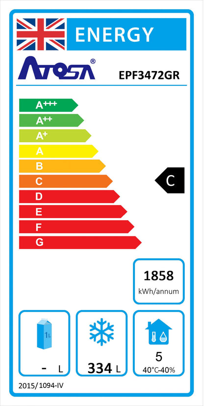 Atosa EPF3472HD Three Door Counter Freezer 420ltrs