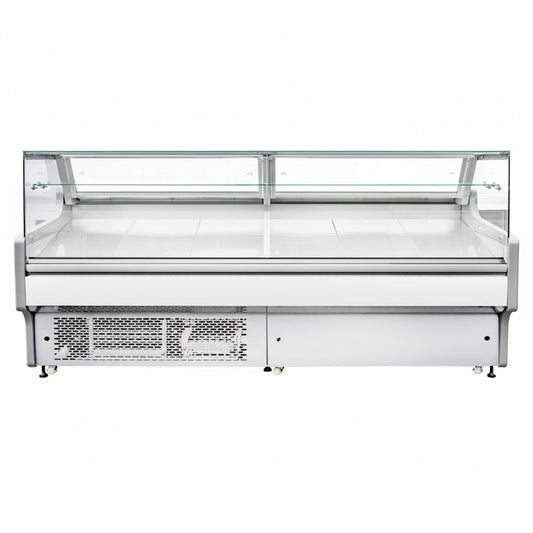 Serve over Deli counter White front Straight glass front Width 2580mm | BLUEL134